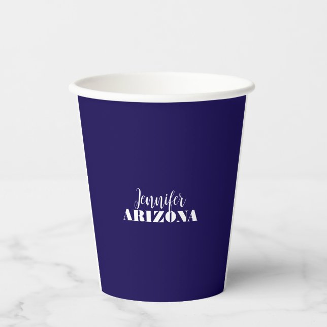Professional elegant modern minimalist dark blue paper cups (Front)