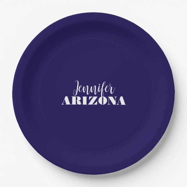 Professional elegant modern minimalist dark blue paper plate (Front)