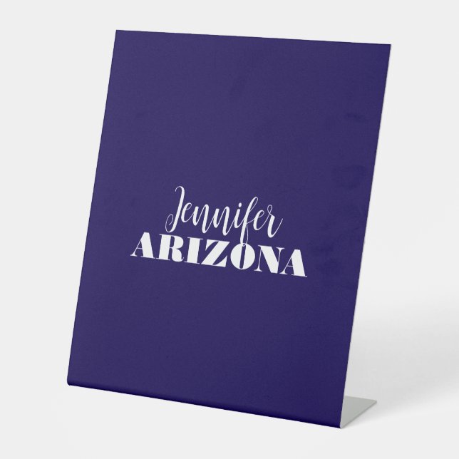 Professional elegant modern minimalist dark blue pedestal sign (Front)