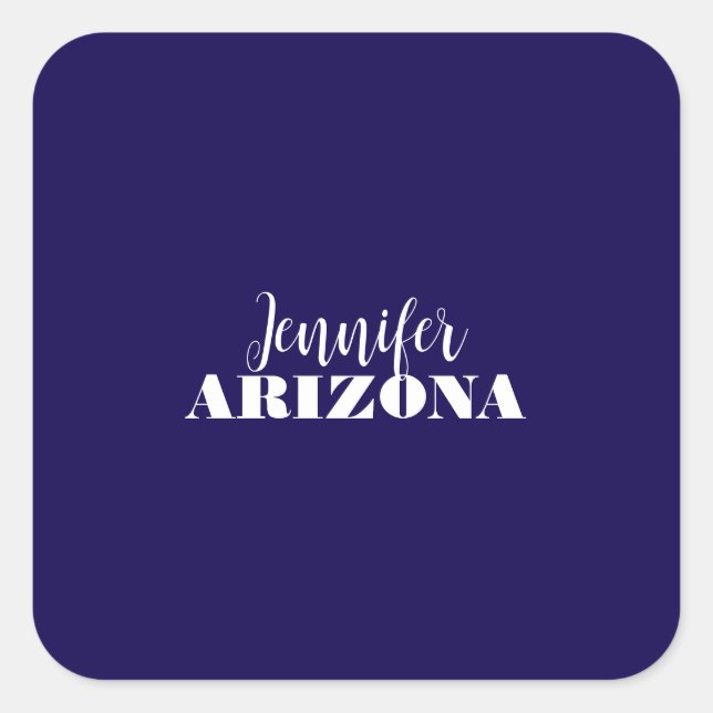 Professional elegant modern minimalist dark blue square sticker (Front)