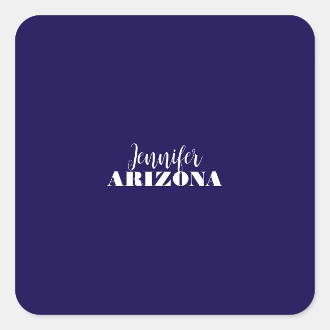 Professional elegant modern minimalist dark blue square sticker (Front)