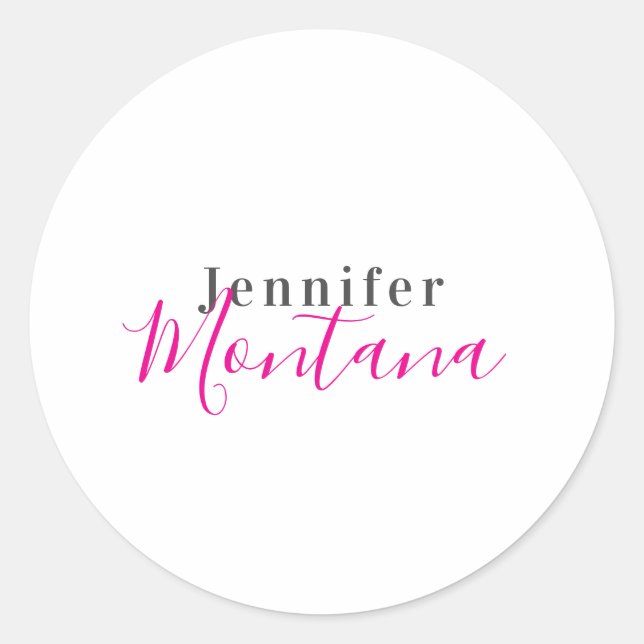 Professional elegant modern minimalist name classic round sticker (Front)