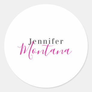 Professional elegant modern minimalist name classic round sticker