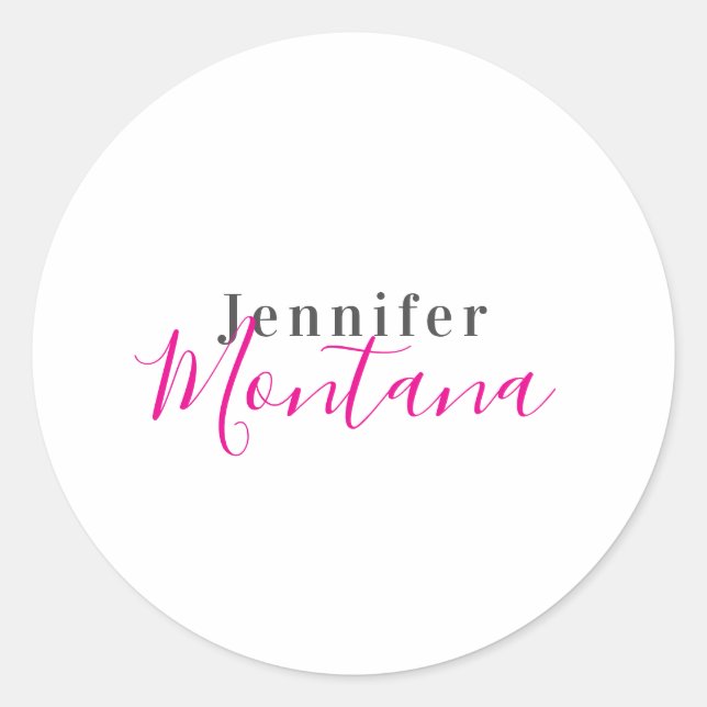 Professional elegant modern minimalist name classic round sticker (Front)