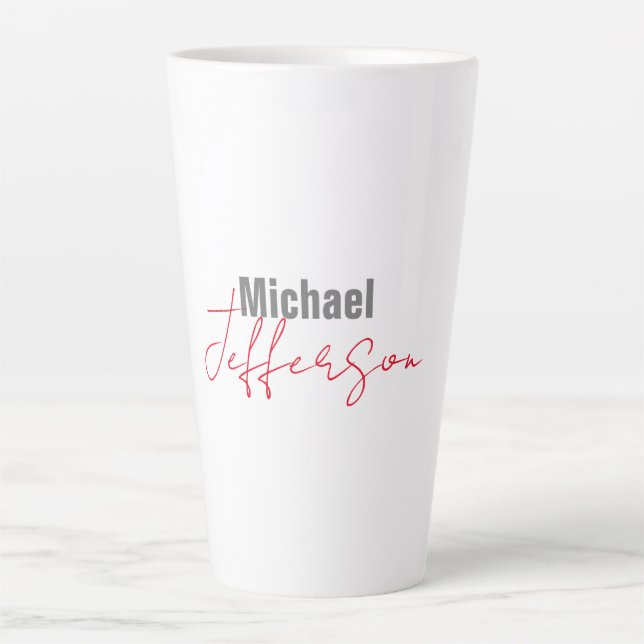 Professional elegant modern minimalist name latte mug (Front)