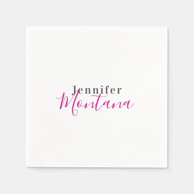 Professional elegant modern minimalist name napkin (Front)