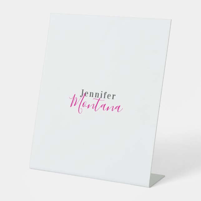 Professional elegant modern minimalist name pedestal sign (Front)