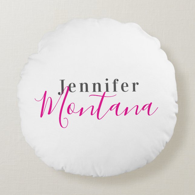 Professional elegant modern minimalist name round cushion (Front)