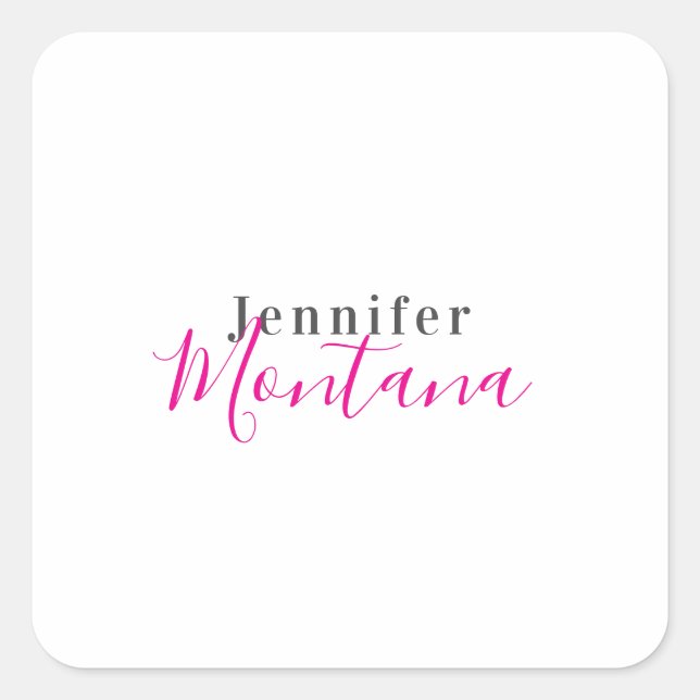 Professional elegant modern minimalist name square sticker (Front)
