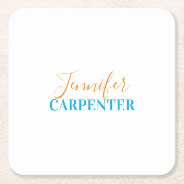 Professional elegant modern minimalist plain  square paper coaster (Front)