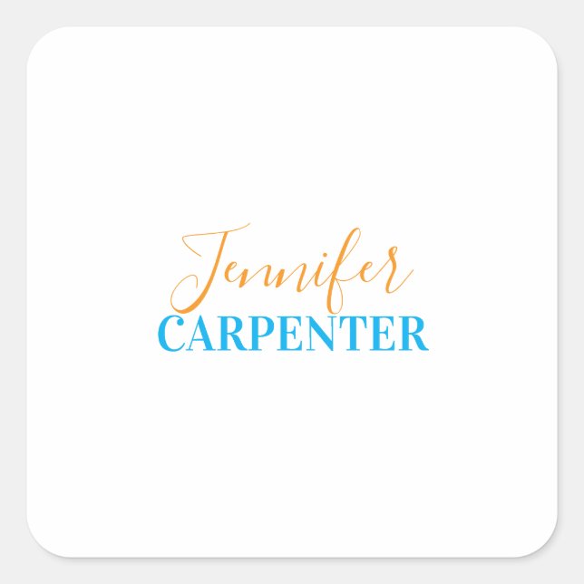 Professional elegant modern minimalist plain  square sticker (Front)