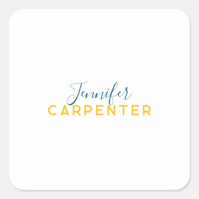 Professional elegant modern minimalist plain square sticker (Front)