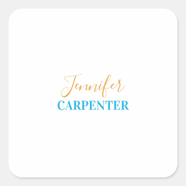 Professional elegant modern minimalist plain  square sticker (Front)