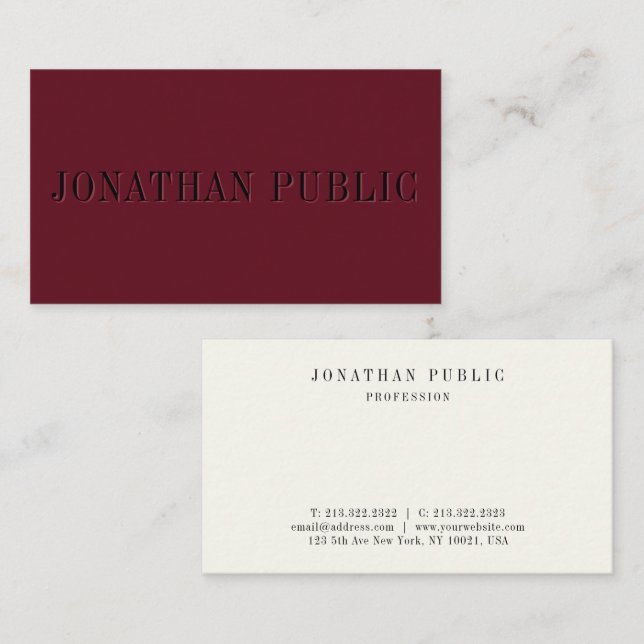 Professional Elegant Modern Minimalist Template Business Card (Front/Back)