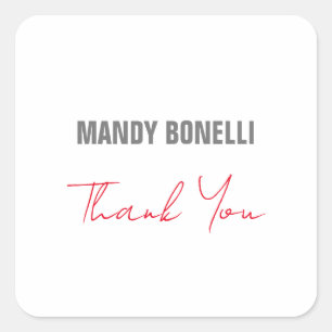 Professional elegant modern minimalist thank you square sticker