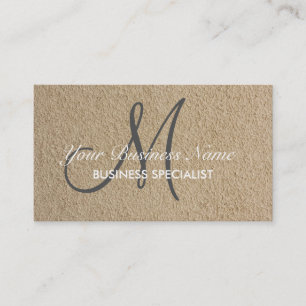 Professional Elegant Modern Monogram Beige Sand Business Card