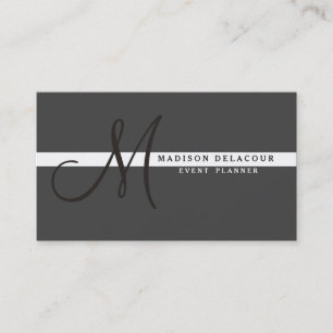 Professional Elegant Modern Monogram Black & White Business Card