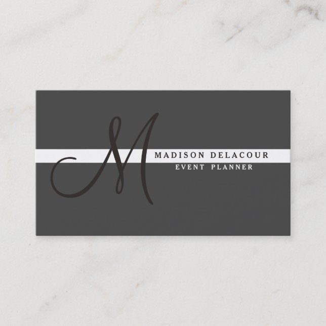 Professional Elegant Modern Monogram Black & White Business Card (Front)