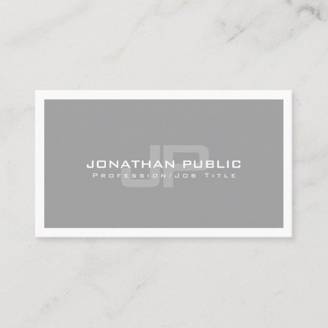 Professional Elegant Modern Monogram Plain Trendy Business Card (Front)