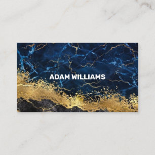 Professional Elegant Modern Navy Blue Gold Marble Business Card