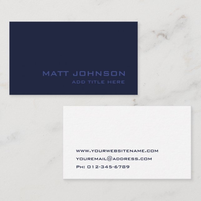 Professional Elegant Modern Navy Business Card (Front/Back)