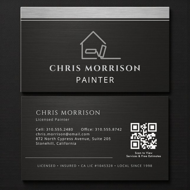 Professional Elegant Modern Painter QR Code Business Card (Creator Uploaded)