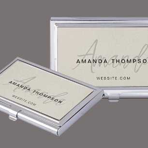 Professional Elegant Modern Personalised With Name Business Card Holder