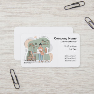 Professional Elegant Modern Pink Sewing Machine Business Card