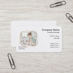 Professional Elegant Modern Pink Sewing Machine Business Card