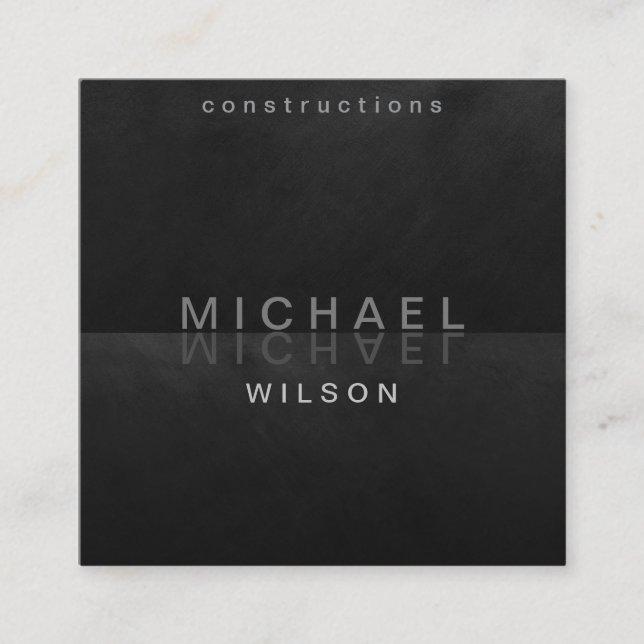Professional elegant modern plain minimalist black square business card (Front)