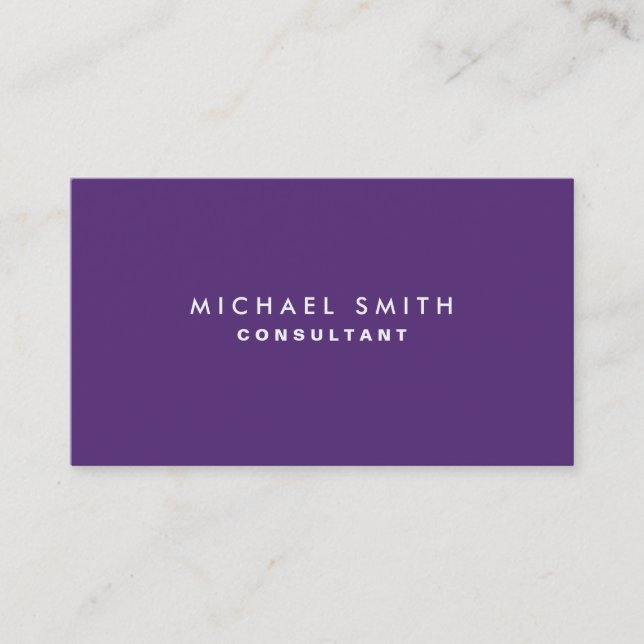 Professional Elegant Modern Plain Purple Simple Business Card (Front)