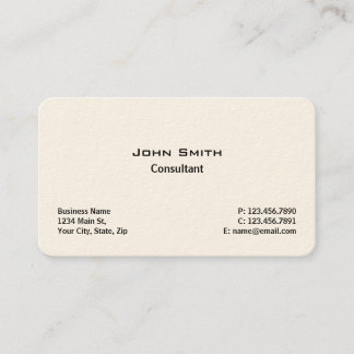 Professional Elegant Modern Plain Simple Cream Business Card