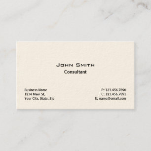 Professional Elegant Modern Plain Simple Cream Business Card