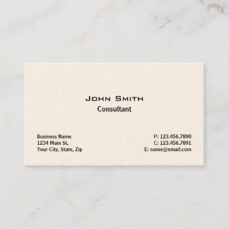 Professional Elegant Modern Plain Simple Cream Business Card