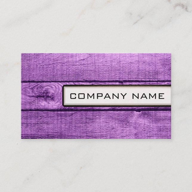Professional Elegant Modern Purple Wood Look #2 Business Card (Front)