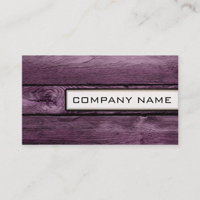 Professional Elegant Modern Purple Wood Look Business Card (Front)