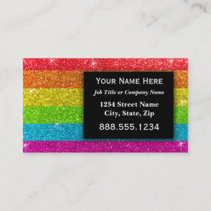 Professional Elegant Modern Rainbow Glitter LGBT Business Card