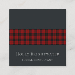 Professional Elegant Modern Scottish Tartan Black Square Business Card