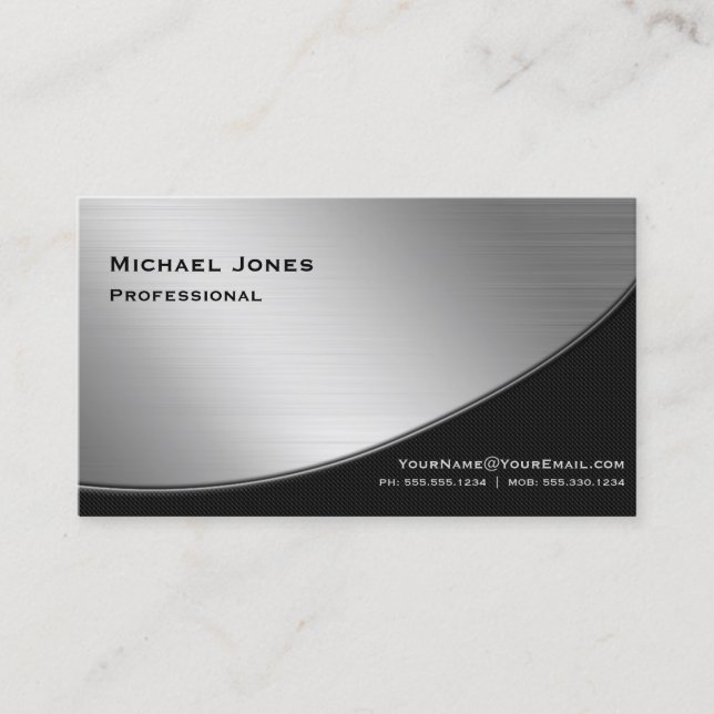 Professional Elegant Modern Silver Black Business Card (Front)