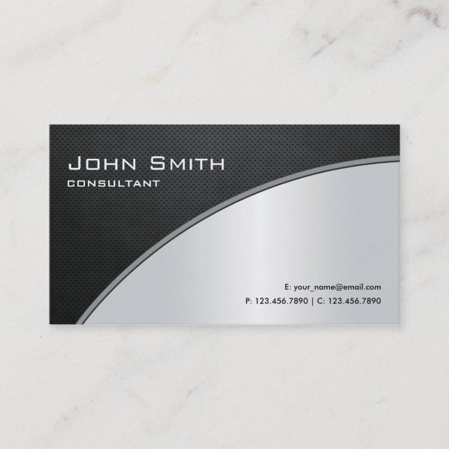 Professional Elegant Modern Silver Computer Repair Business Card (Front)