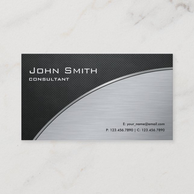 Professional Elegant Modern Silver Computer Repair Business Card (Front)