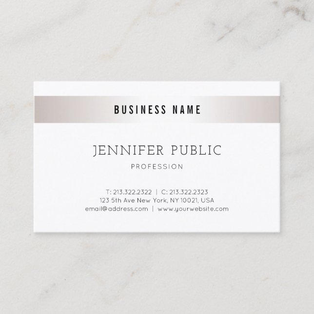 Professional Elegant Modern Simple Design Silver Business Card (Front)