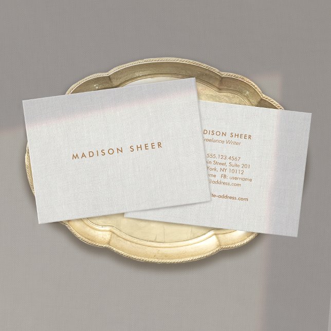 Professional Elegant Modern Simple Grey Linen Business Card (Creator Uploaded)