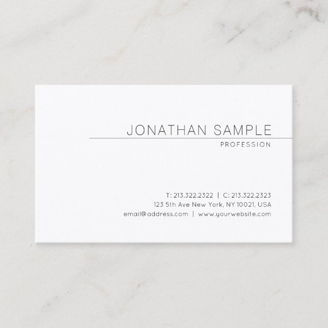 Professional Elegant Modern Sleek Design Plain Business Card (Front)