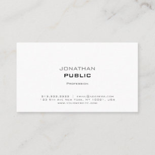 Professional Elegant Modern Sleek White Plain Business Card