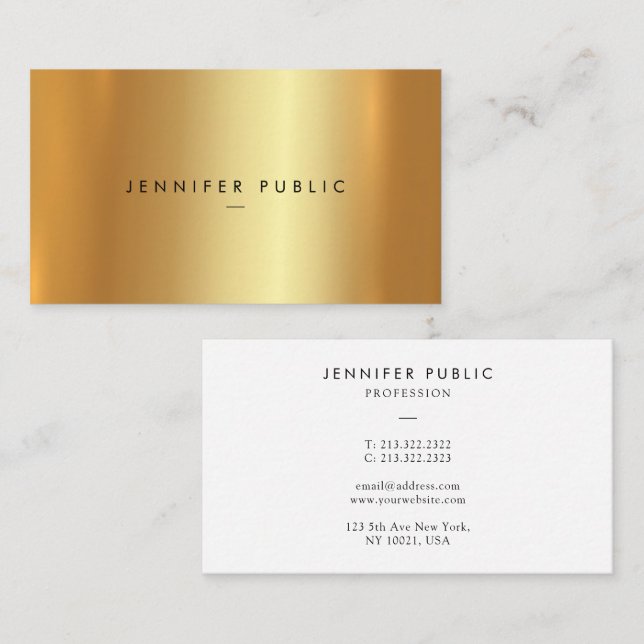 Professional Elegant Modern Template Faux Gold Business Card (Front/Back)