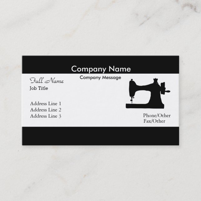 Professional Elegant Modern White Sewing Machine Business Card (Front)