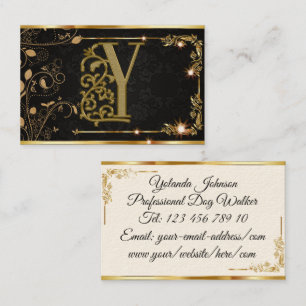 Professional Elegant Monogram Black and Gold Business Card