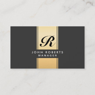 Professional Elegant Monogram Gold and Black Business Card