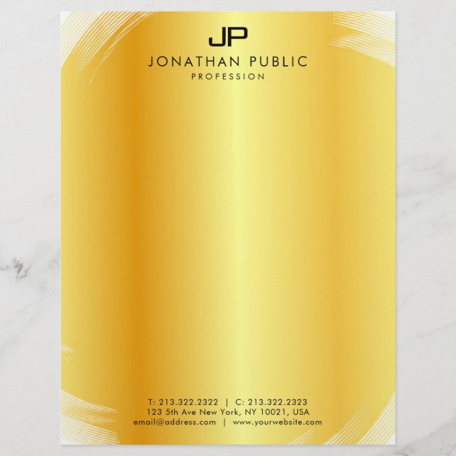 Professional Elegant Monogram Gold Template Modern Custom Letterhead (Front)